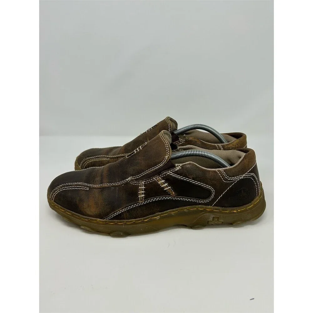 Dr. Martens Lance Men's Slip-On Casual Shoes Brown Contrast Stitching Size 12